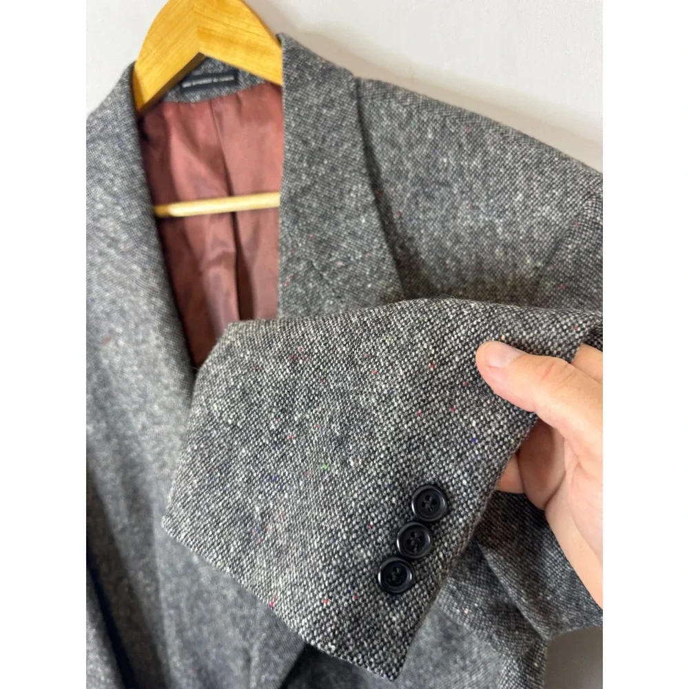 Magee Donegal Tweed Blazer Mens 48 Reg Grey Wool Sports Coat Moores Ireland